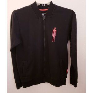 Superhot 90% Cotton Black Zip Front Sweat Athleisure Long Sleeve Jacket Sz M EUC